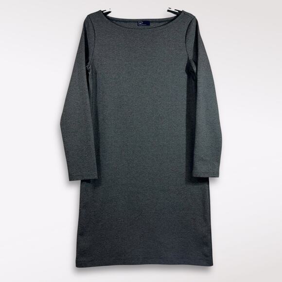GAP Medium Dress Gray Boatneck Midi Long Sleeve Party Formal Neutral Stretchy - Picture 1 of 9